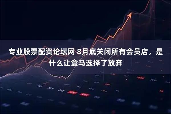 专业股票配资论坛网 8月底关闭所有会员店，是什么让盒马选择了放弃